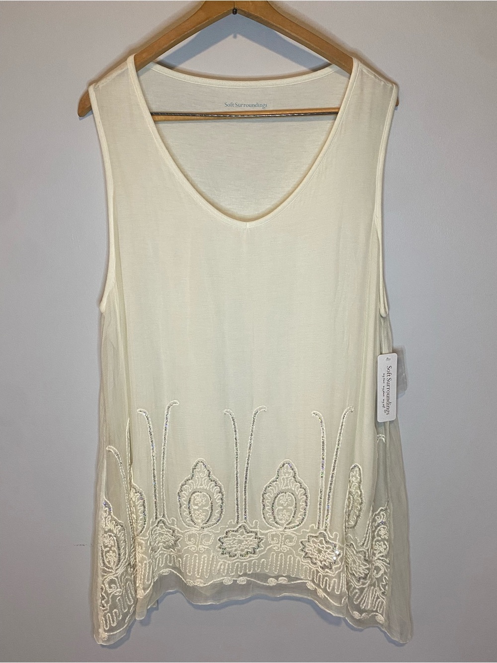 NWT Soft Surroundings Araceli Silk Tank 2X Ecru